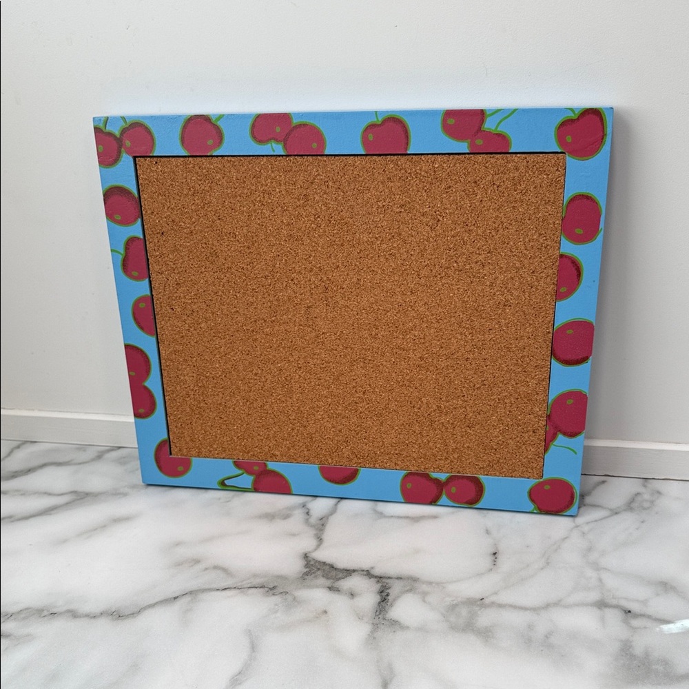 Blue Cherry Pattern Cork Bulletin Board